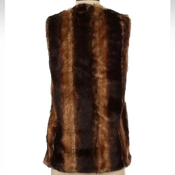 Betsey Johnson Brown Faux Fur Striped Vest Women’s Size XS - Picture 3 of 8